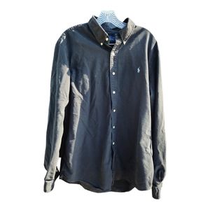 Vintage Ralph Lauren Mens Button Up Casual Shirt size XL Black Long sleeve